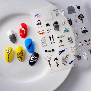 5D Weihnachts-Nagelaufkleber mit Katzenmotiven und geprägten Pinguin-Texturen für Maniküre