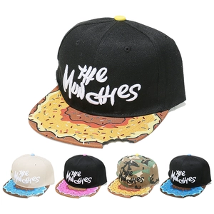 Casquette De Baseball À Bord Plat En Acrylique Broderie Munchies Motif Donut Encoche Chapeau Snapback