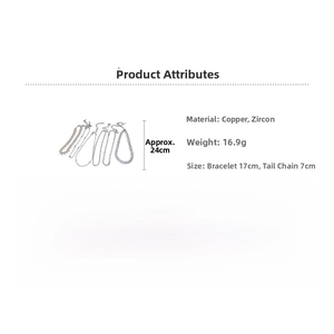 Detailed size and material guide for zircon bracelet set with 17cm length and 7cm extender