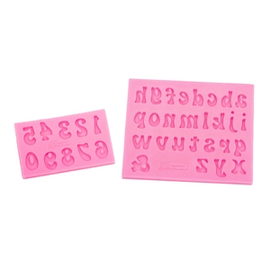 Pink silicone alphabet and numbers mold for fondant cakes and chocolate crafts