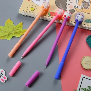 Set of four cute cartoon animal pens in pastel colors on a student desk setting