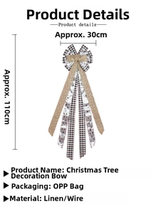 Detailed view of large Christmas tree bow topper with dimensions 30cm by 110cm