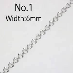 6mm stainless steel hollow heart chain links with textured diamond-cut surface finish