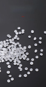 Macro shot of non-toxic baby-grade PE raw material granules for plastic cutting boards
