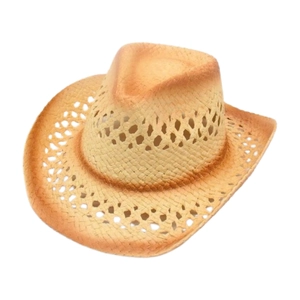 Breathable hollow cowboy straw hat with vintage burnt edges for summer beach outings