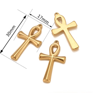 Gold stainless steel Ankh cross pendants for jewelry making with 30mm height and 17mm width
