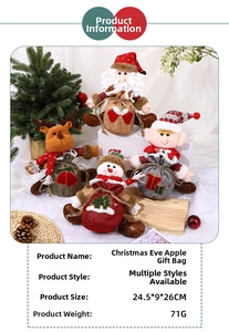 Detailed size specifications for the Christmas 3D cartoon drawstring apple gift bags