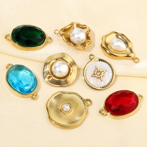 French style gold heart starfish pendants with zircon and pearls for DIY jewelry making