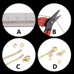 Golden cross chain with lobster clasps and jump rings for DIY jewelry making kits