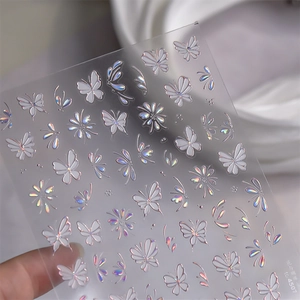 Detail of TC 4507 aurora series nail stickers featuring 3D butterfly and flower patterns