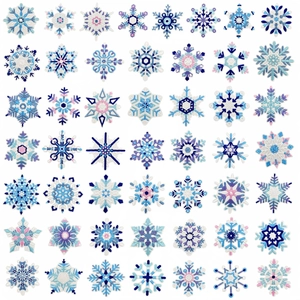 Snowflake Embroidery Patches Polyester Fabric Heat Melt Adhesive Iron On For DIY Clothing Hats Bags Winter Christmas Decor