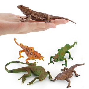 5-piece set of realistic toy lizards and chameleons made of solid plastic for kids