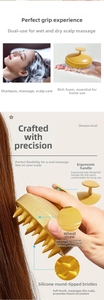 Detail of eco-friendly wheat straw scalp massager with soft silicone bristles and ergonomic handle