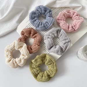 Knitted Scrunchies Woolen Hair Ties Soft Elastic Ribbed Fabric Ponytail Holders Korean Style Accessories For Women Girls