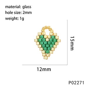 Détail des dimensions du pendentif cœur en verre 15mm avec trou 2mm pour bijoux DIY
