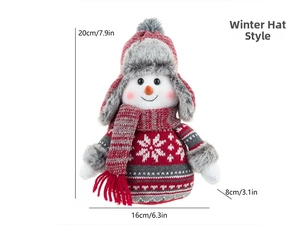 Détails de la poupée bonhomme de neige en tricot de 20cm avec bonnet et dimensions