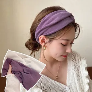 Women Knitted Twist Headband Ribbed Breathable High Elastic Yoga Running Fitness Sports Hairband Fashion Solid Color Wide