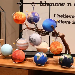 3D realistic planet plush pendants including Earth and Mars on decorative branches