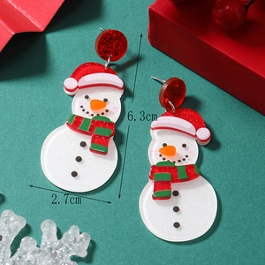 Christmas snowman acrylic earrings dimensions showing 6.3cm height and 2.7cm width
