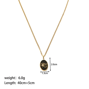 Detail view of gold stainless steel necklace with Eye of Horus turquoise pendant dimensions