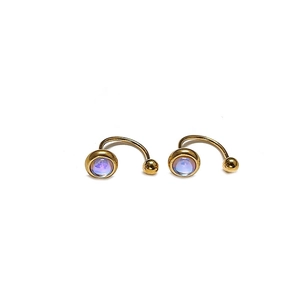 Frosted tassel moonstone titanium steel ear threads with U-shaped gold metal design