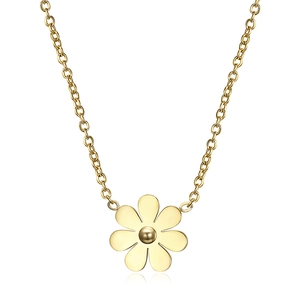 Chic golden daisy flower pendant necklace with fine chain for women fashion jewelry