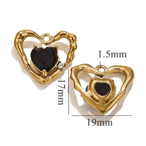 Detailed view of heart pendant size: 17mm height and 19mm width with gold frame