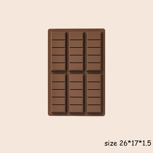 Detail of 26x17x1.5 cm food-grade brown silicone chocolate mold with rectangular cells