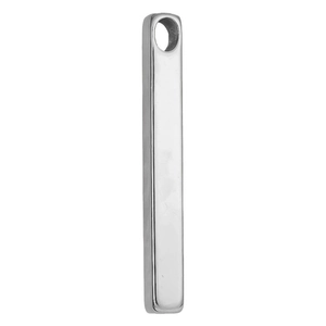 Minimalist 304 stainless steel rectangle bar pendant with a polished finish on white background