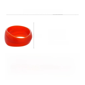 Detail showing orange acrylic geometric bracelet dimensions 7.1cm x 3.8cm and 52.3g weight