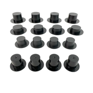 Set of 16 mini black plastic top hats for Christmas DIY crafts and snowman decorations