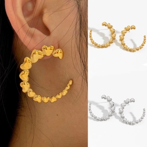 Herz Spleißen C Hoop Ohrringe Edelstahl PVD Gold Plattiert Wasserdicht Nicht Anlaufend Trendiger Romantischer Schmuck Damen