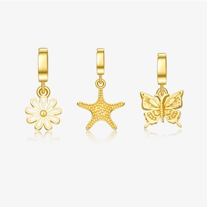 Collier Pendentif S925 Argent Sterling Plaqué Or 18K Papillon Fleur Étoile de Mer Pour Femme Bijoux de Mode