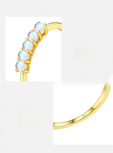 Detailed view of the S925 hallmark on gold-plated sterling silver moonstone ring