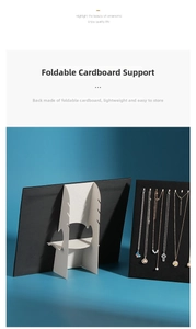 Rear view of foldable thick cardboard support stand for jewelry display board