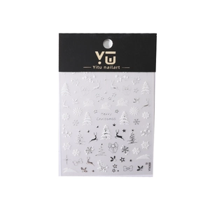 Stickers à ongles de Noël avec flocons de neige 3D blancs, rennes et décorations