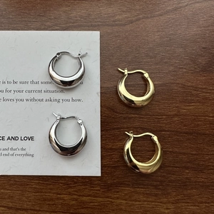 S925 Sterling Silver U-Shaped Moon Hoop Earrings For Women Minimalist Geometric Gold Silver Plated Fashion Jewelry Gifts