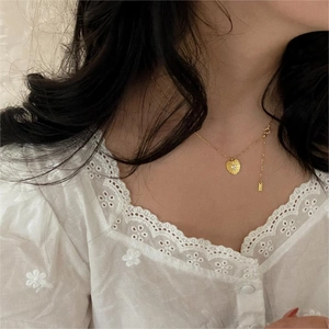 Elegant 925 sterling silver gold heart pendant necklace with zircon for women