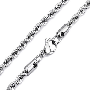 Silver titanium steel twist chain necklace with lobster clasp for men in stylish minimalist design
