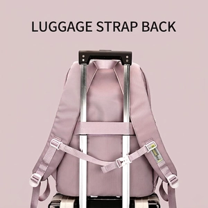 Purple waterproof large school backpack with luggage strap and ergonomic chest buckle