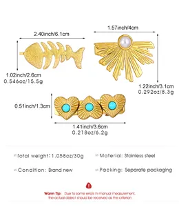 Detailed size specifications for stainless steel vintage fishbone and heart hair clips