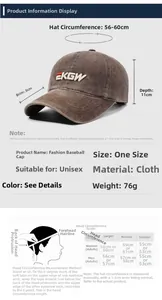 Guida alle taglie per cappellino da baseball lavato con misure e dettagli sulla circonferenza