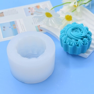 3D cupcake silicone mold for DIY soap making and aromatherapy candles with floral patterns