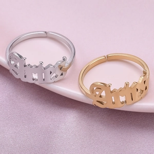 Adjustable 304 stainless steel zodiac letter ring in gold and silver finish