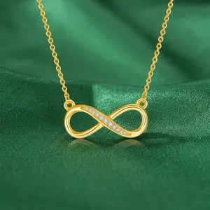 Infinity Symbol Pendant Necklace S925 Sterling Silver Inlaid Moissanite Elegant Jewelry For Women
