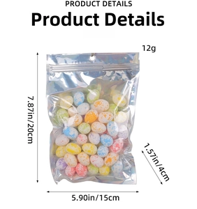 Mini œufs de Pâques tachetés en mousse avec dimensions détaillées et poids du paquet