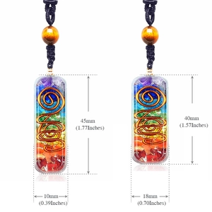 Seven chakra stone necklace with tiger eye crystal pendant and black braided cord