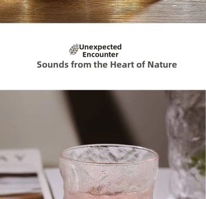 Detail of pink gradient glacier pattern glass cup with heat-resistant thickened texture