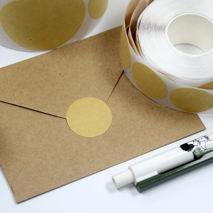 Natural kraft paper round stickers roll for labeling envelopes and personal items