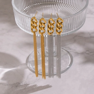 Eleganti orecchini a nappa in acciaio inossidabile dorato 18K e argento sul vetro
